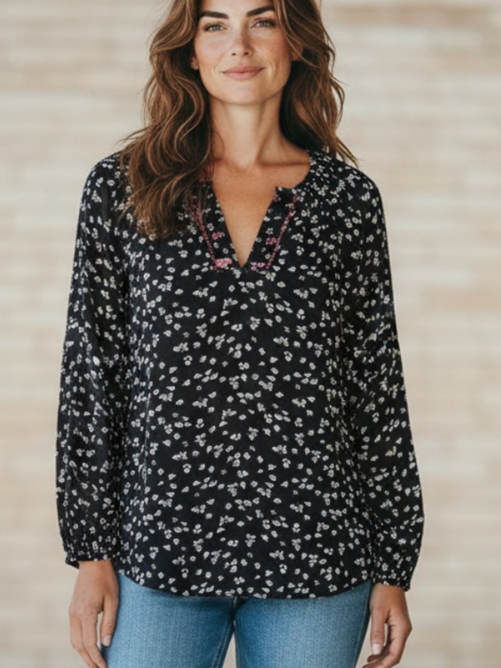 Velvet Graham & Spencer Reese Floral Long-Sleeve V-Neck Blouse XS